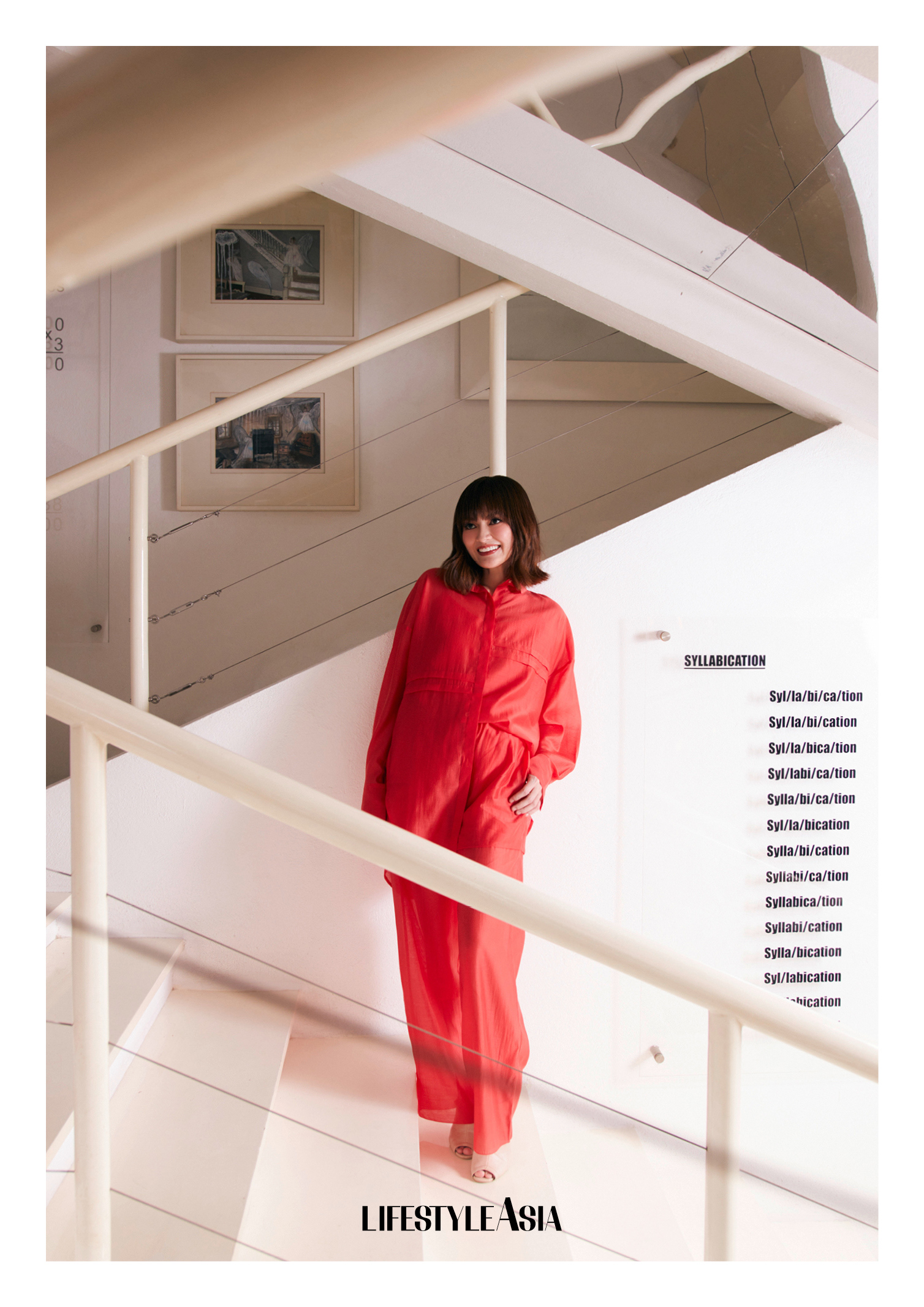 Vermilion bamboo shirt with matching trousers, YOYA