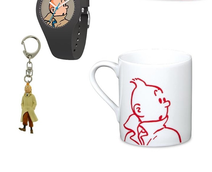 The Hergé Shop inside the museum and some of its souvenir items