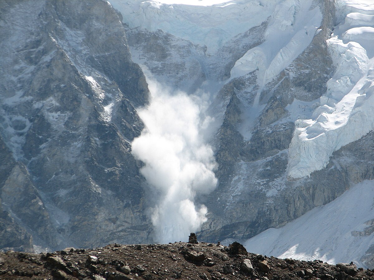 An avalanche in Mount Everest