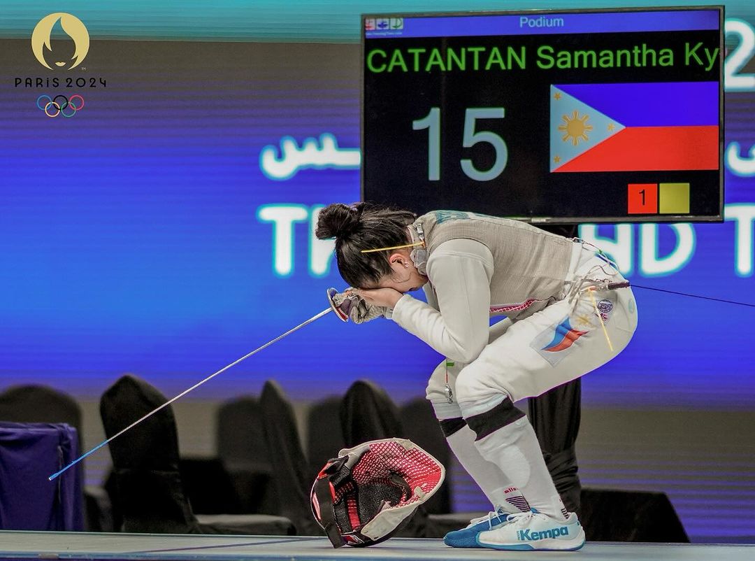 Catantan drops to her knees the moment she knew she won and earned a spot at the Paris Olympic Games