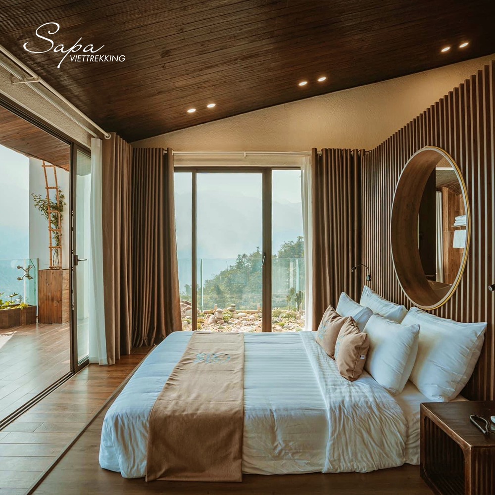 Mountain view rooms have floor-to-ceiling windows