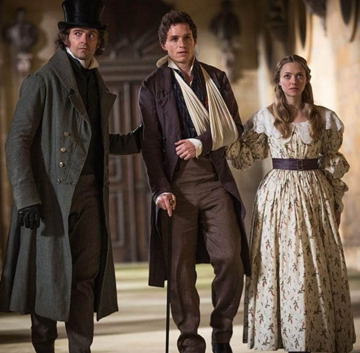 Jean Valjean, played by Hugh Jackman, was a loving father to Cosette (Amanda Seyfried) and a compassionate in-law to Marius (Eddie Redmayne)