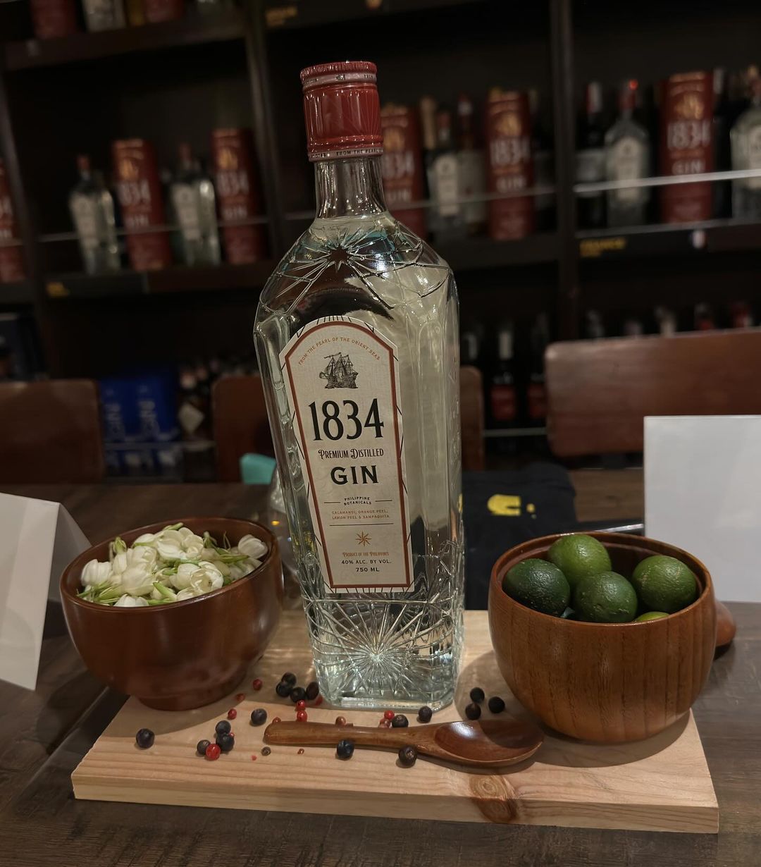 The 1834 Premium Distilled Gin features floral, citrusy notes, great on its own or even when mixed in a cocktail