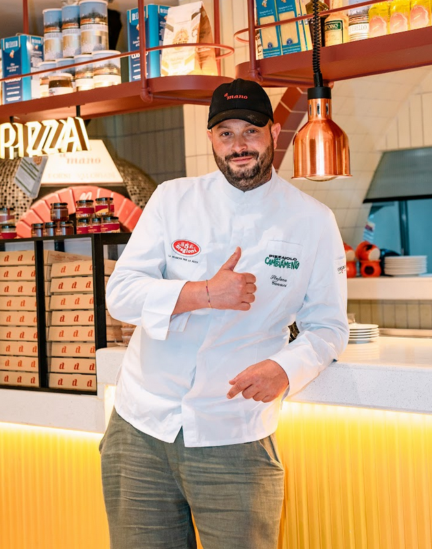 LEFT: Chefs Jonathan Redoblado and Stefano Canosci with Amado Forés; RIGHT: Stefano Canosci.