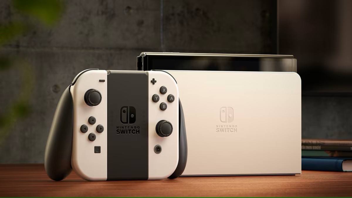 The Nintendo Switch OLED model