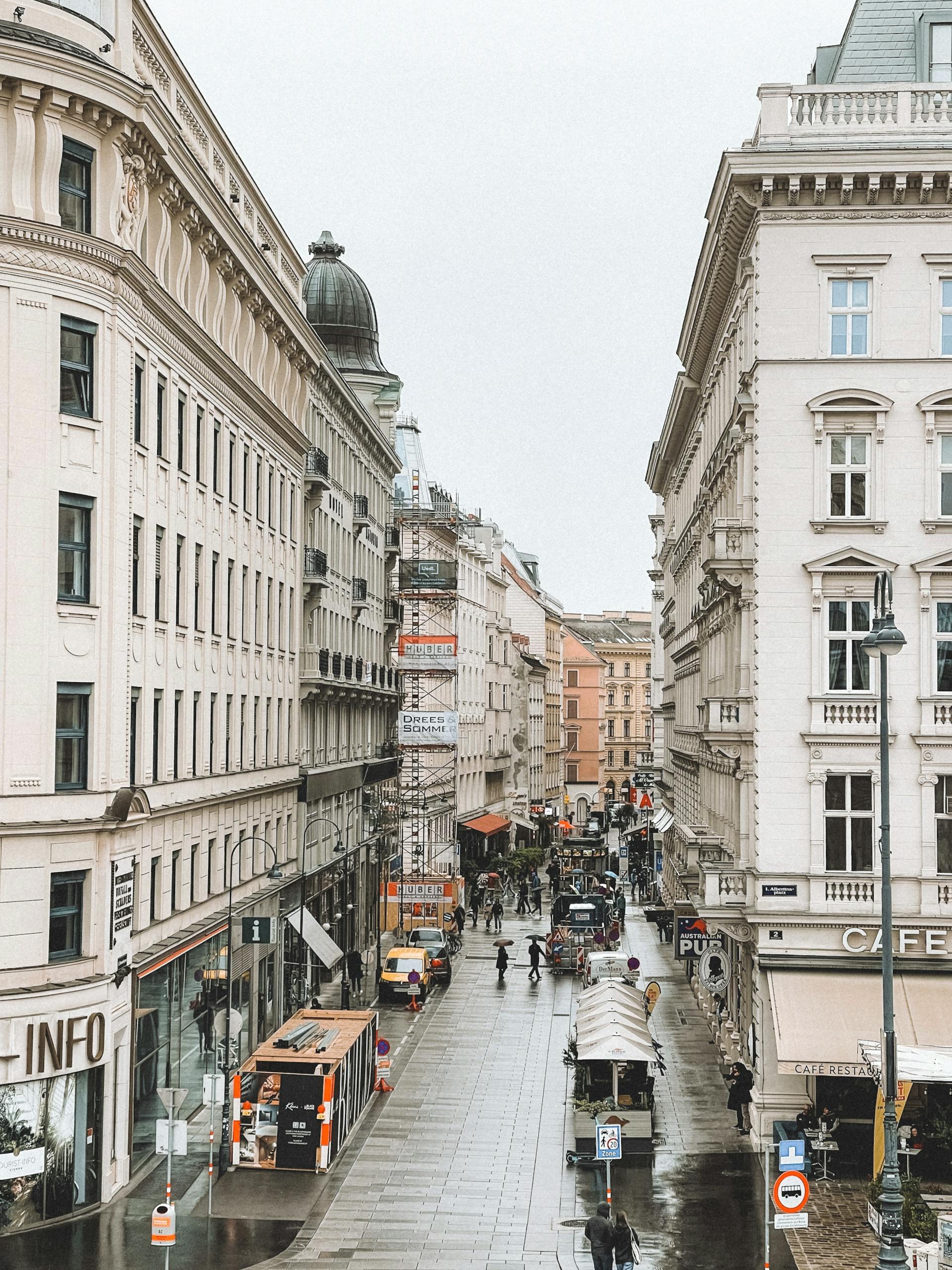 Alley in Vienna on a rainy day
