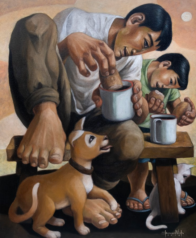 "Almusal Kape't Tinapay," "Bingwit," "Kuririan," "Minumurang Sibuyas" from Coutryside Chronicles exhibition