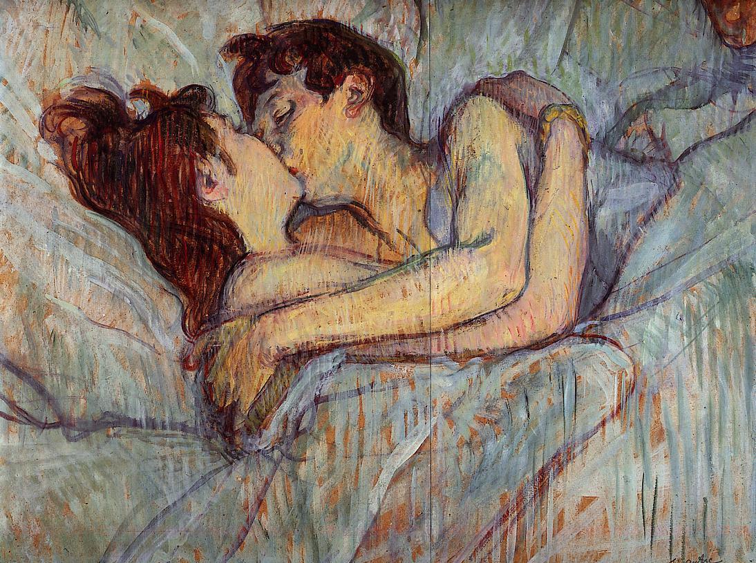 Au lit, le baiser" (1892) by Henri de Toulouse-Lautrec