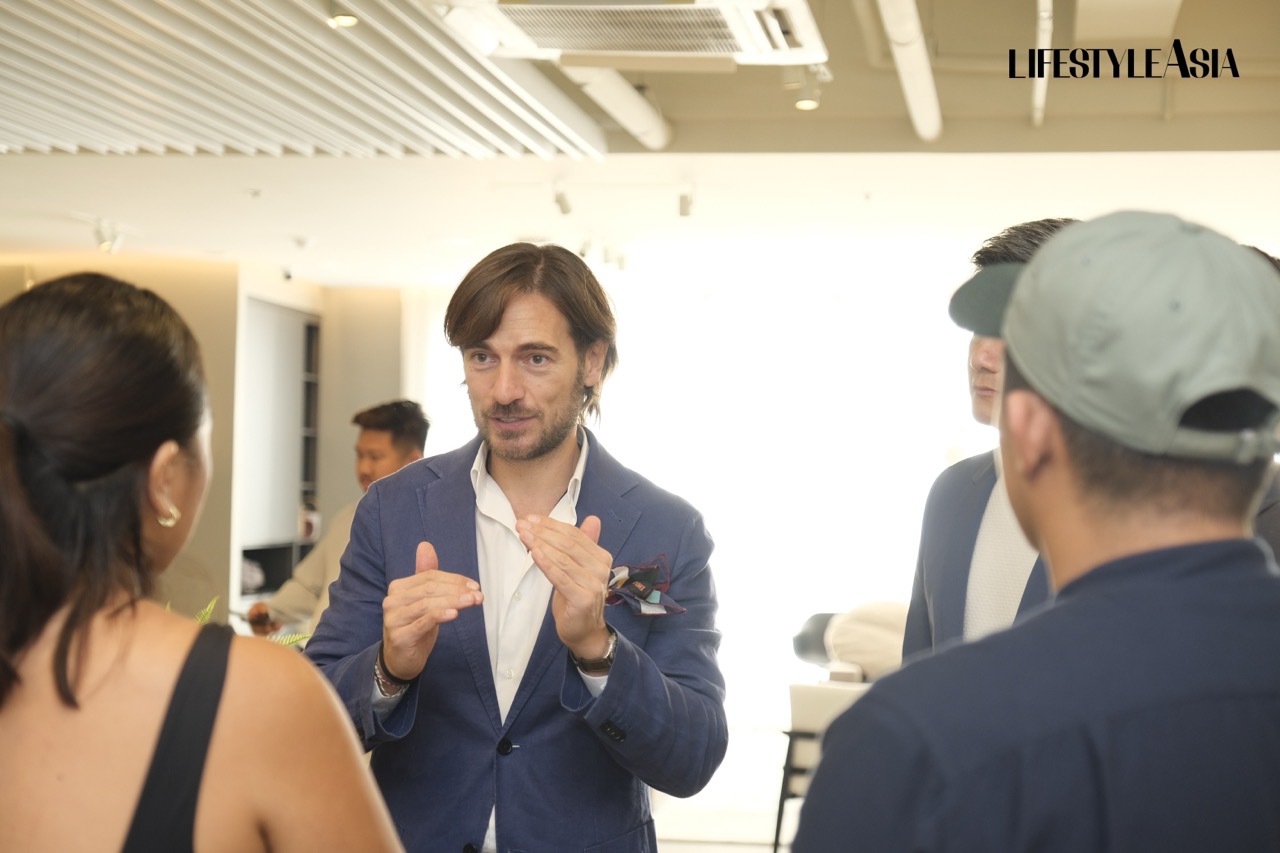 Cristian Lapolla of Meridiani walks guests through the brand’s quiet luxury pieces and unique services
