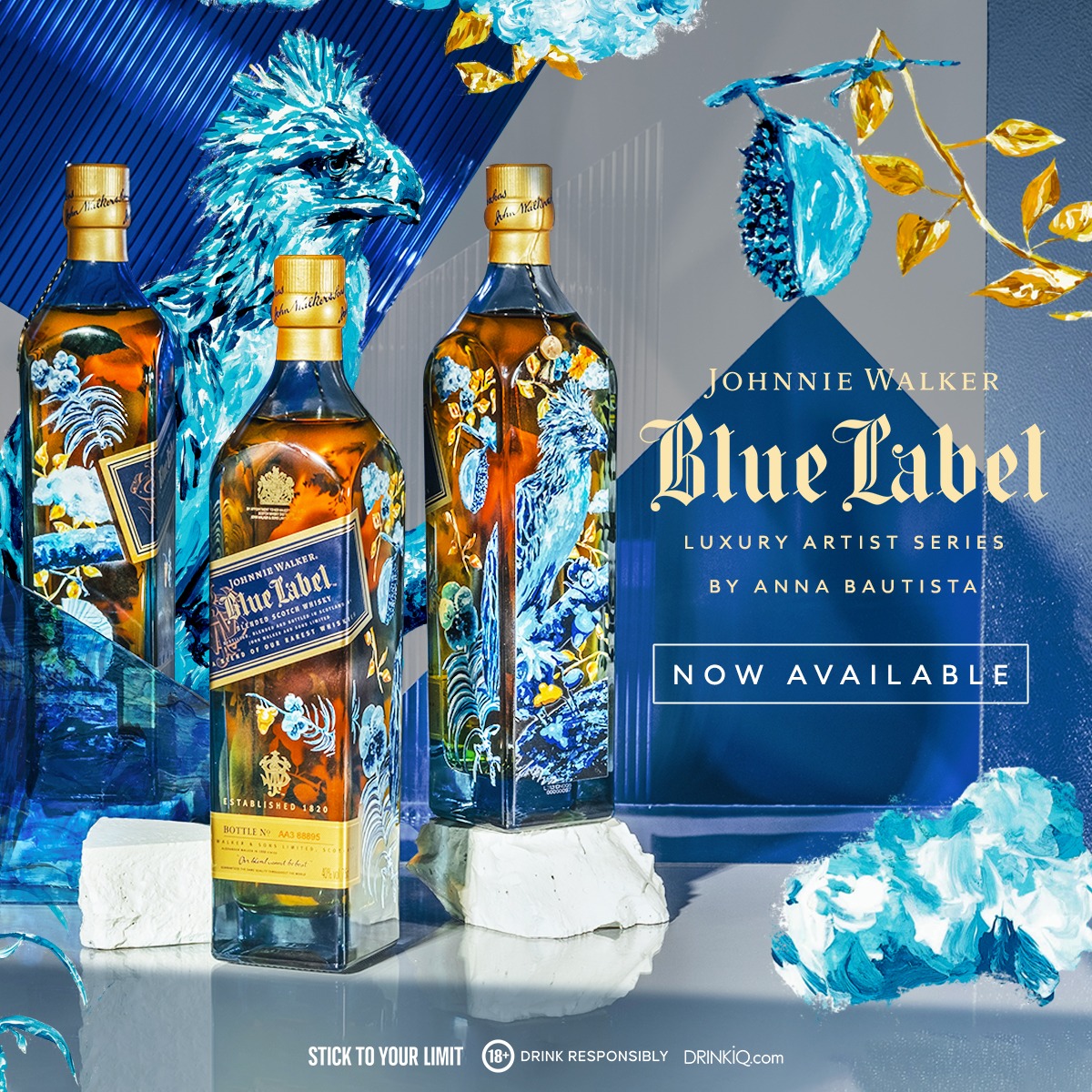 The Johnnie Walker Blue Label Luxury Artist Series by Anna Bautista spirits