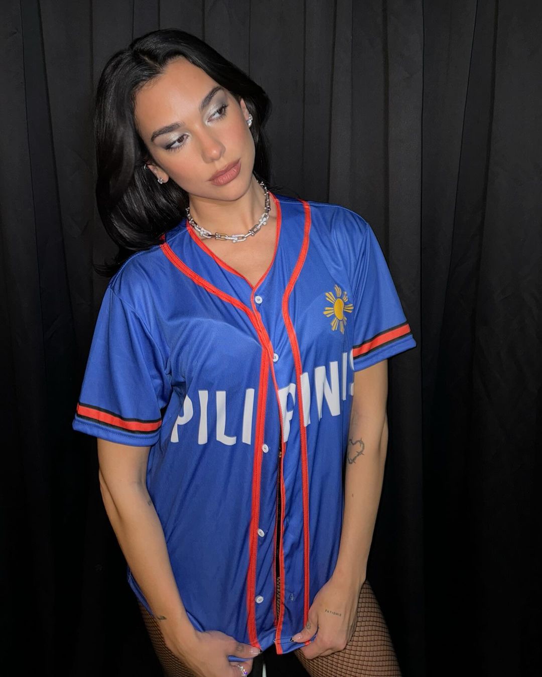 Dua Lipa clad in a Philippine jersey