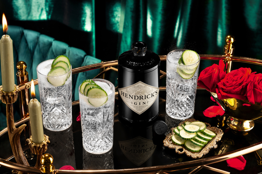 The Hendrick's & Tonic; Hendrick’s Cranberry Fizz; and Hendrick's French 75 spirits