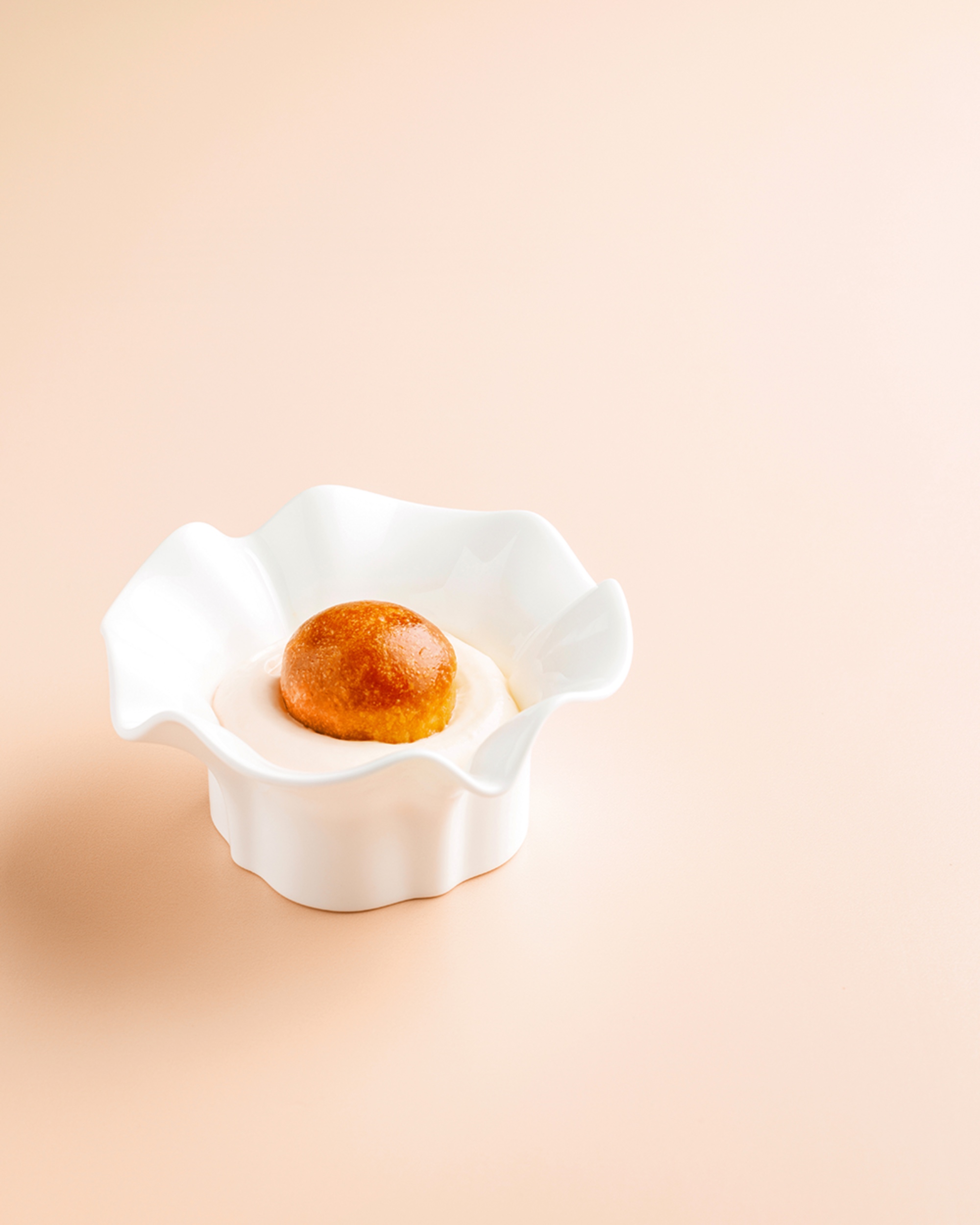 Chef Miko Calo's Peach & Durian (peach coulis, peach jam, durian espuma, elderflower savarin)