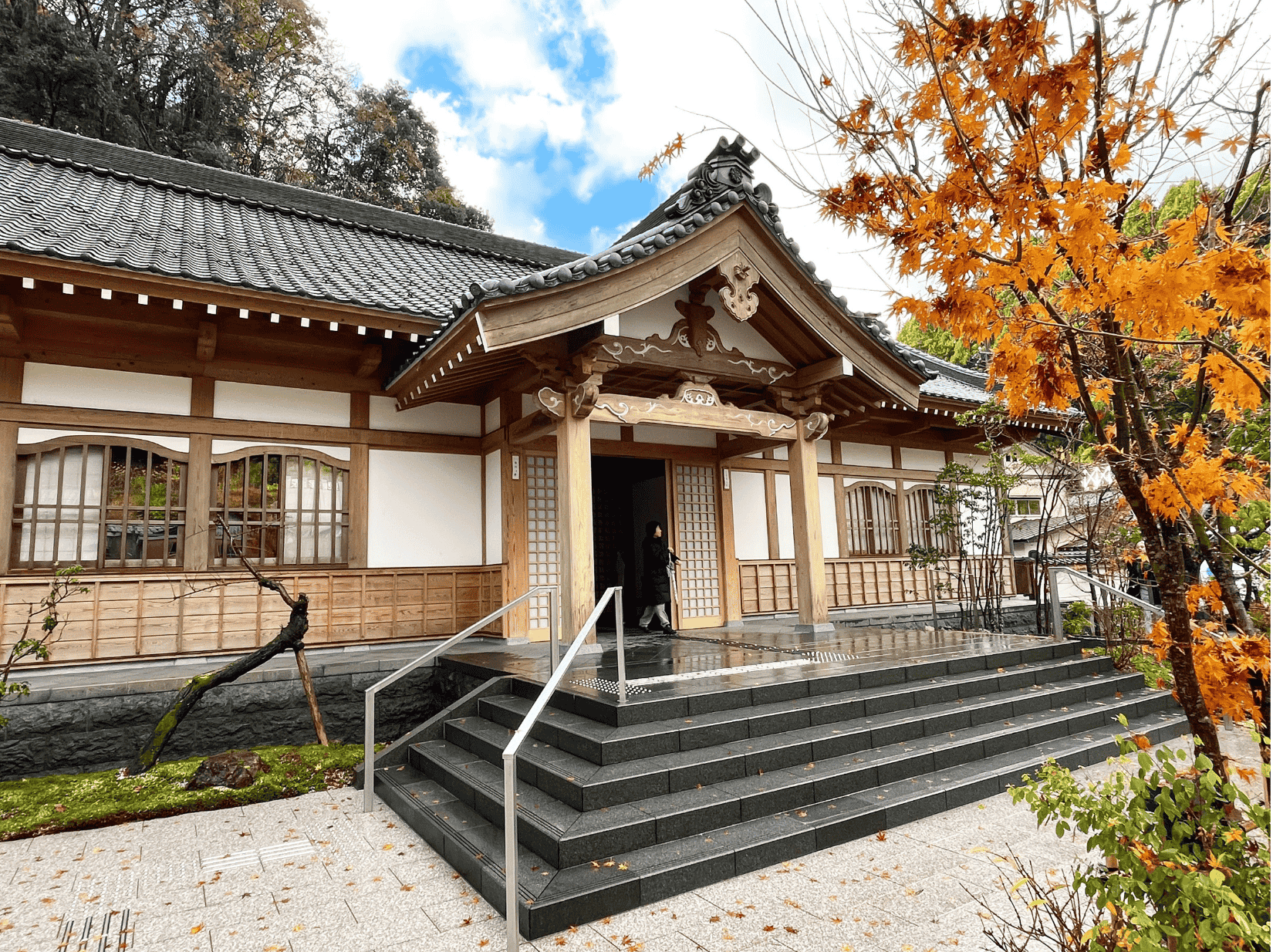 The entrance facade of Hakujukan in Fukui Japan