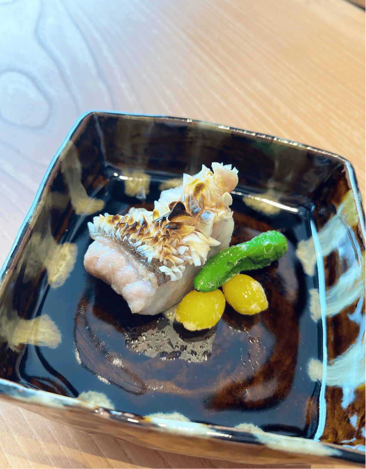 Grilled sea bream with gingko seeds