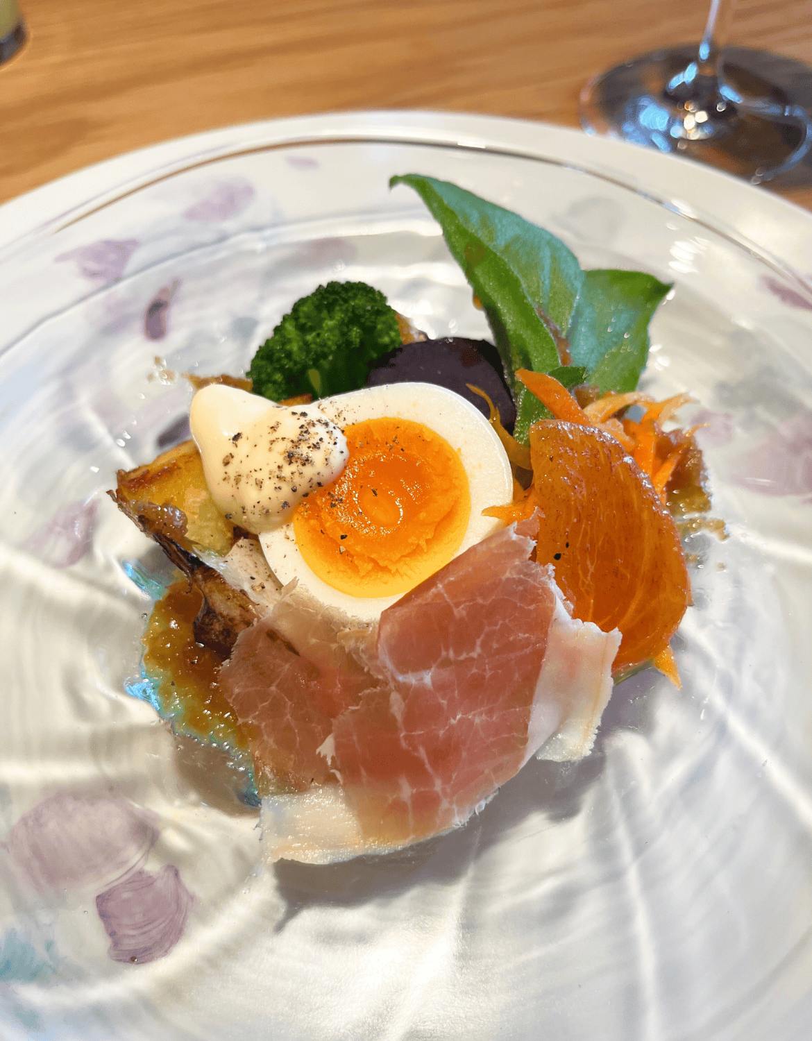 Seasonal salad on Ann upcycled glass plate