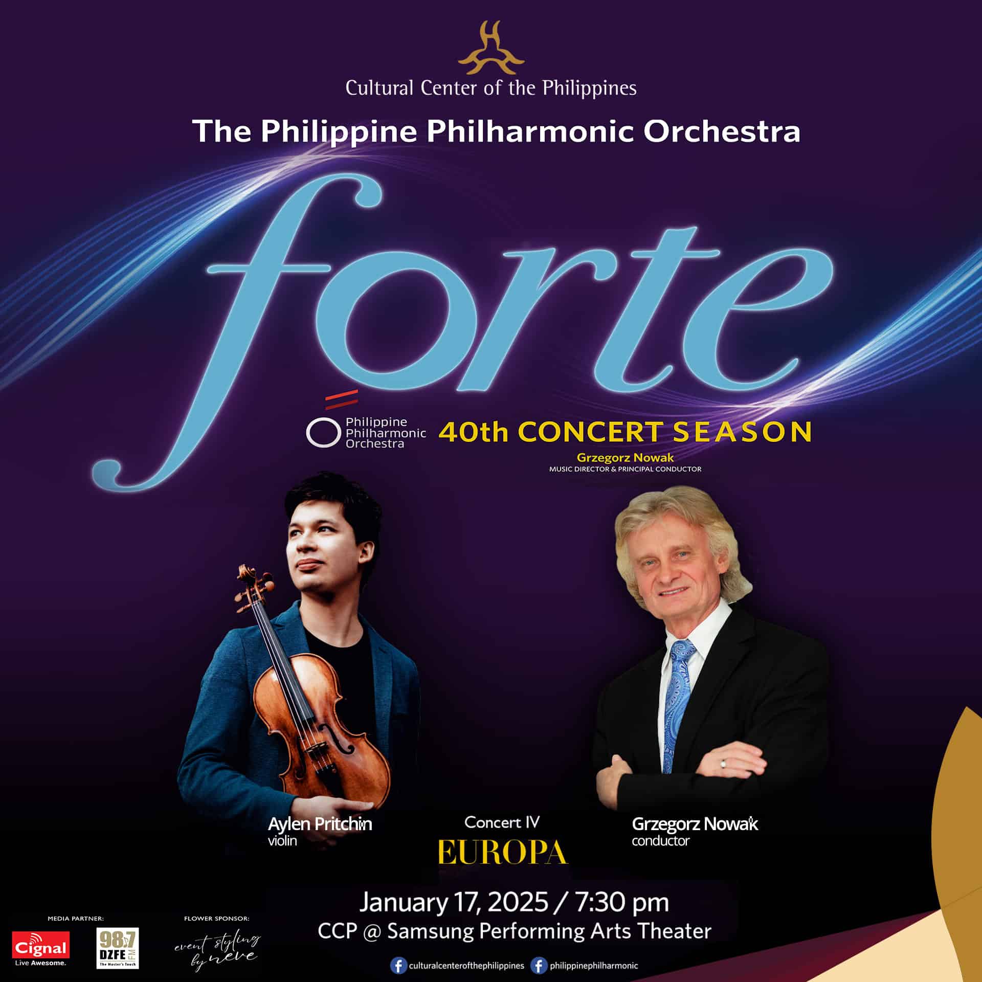 An official poster for "Europa" as part of the Philippine Philharmonic Orchestra's 40th concert season