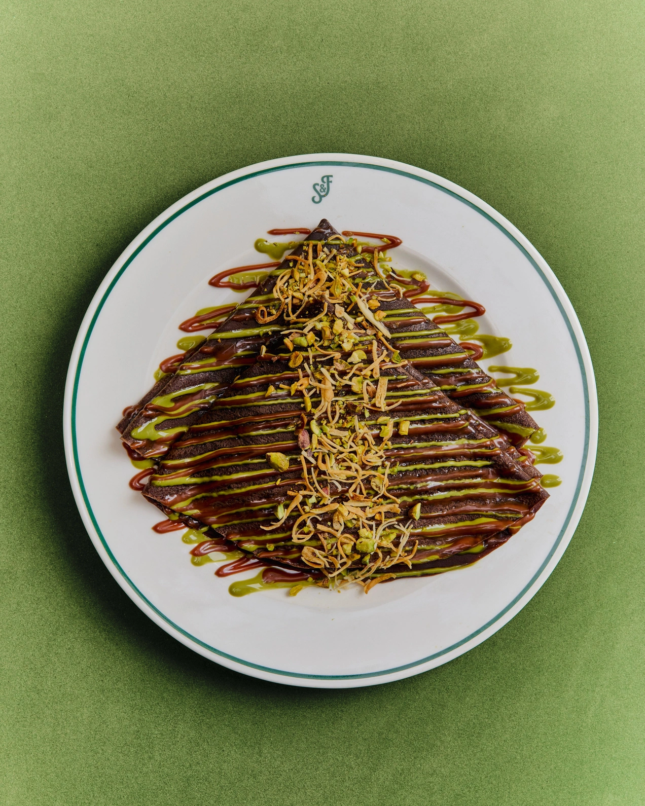 Steak and Frice's chocolate crepe with pistachio chocolate