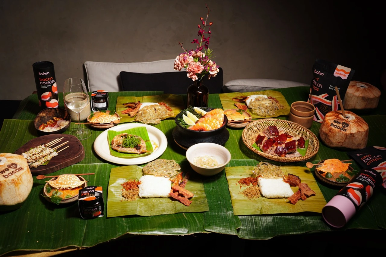 A quintessentially Filipino surf 'n' turf feast included classic delights with a twist of bacon, and of course, a freshly-roasted Lechon