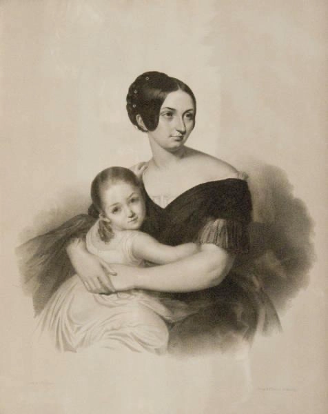 Comtesse Marie Cathérine Sophie d'Agoult (in a painting by Henri Lehmann) and Princess Carolyn Sayn-Wittgenstein (pictured with her only child and daughter Mary in an illustration by Louis Held), two of the most influential of Liszt's lovers