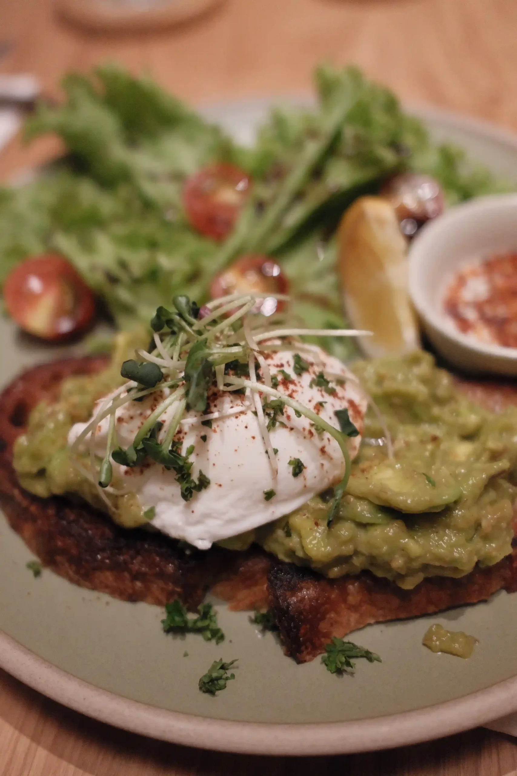 Dishes at the Spotted Pig's Proscenium Rockwell branch: Steak Rice; Avocado Toast
