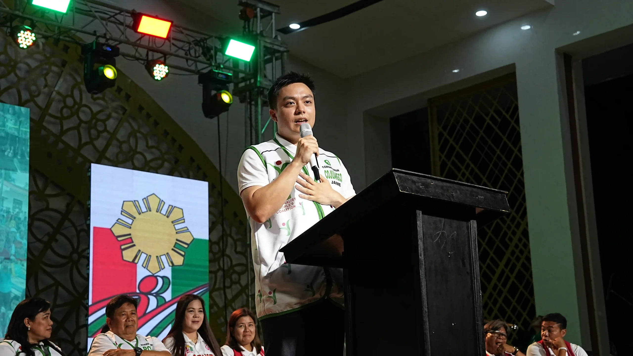  Jaime Cojuangco speaks to constituents at a campaign event in Tarlac