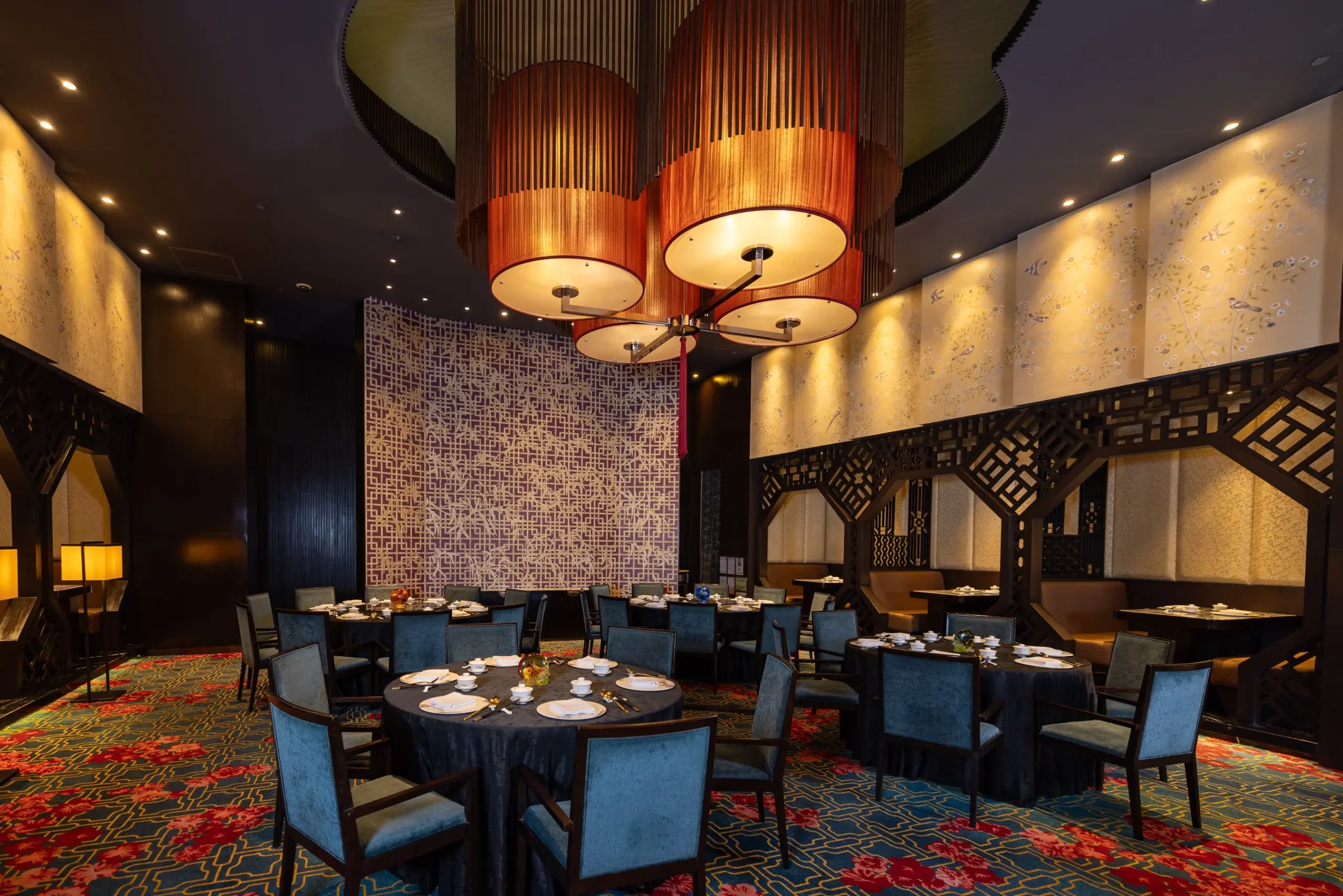 Sleek interiors at the main dining area of Crystal Dragon