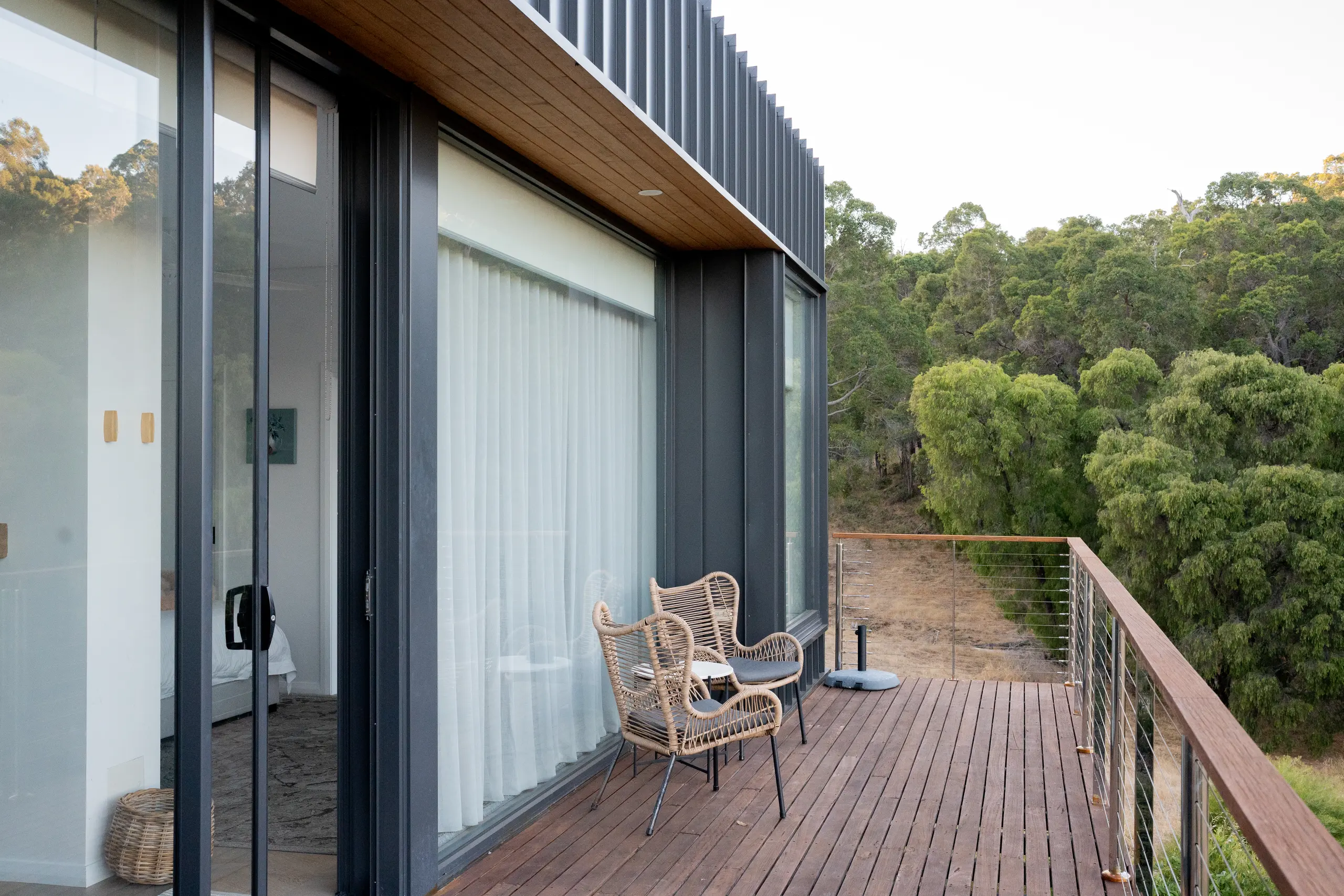 completed modular home with landscaped garden