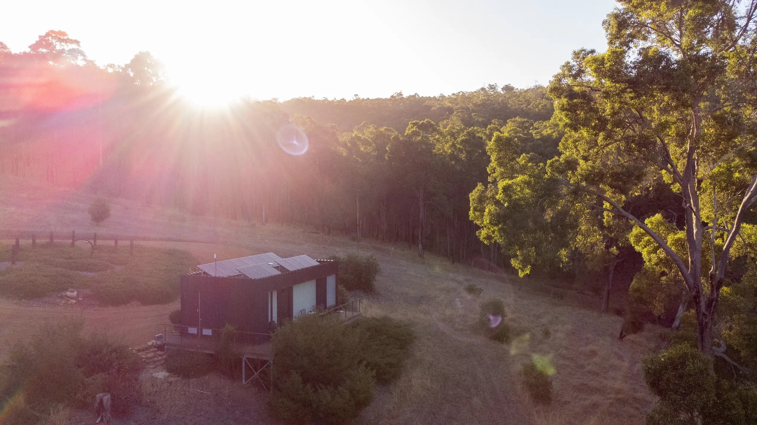 aerial view of modular home