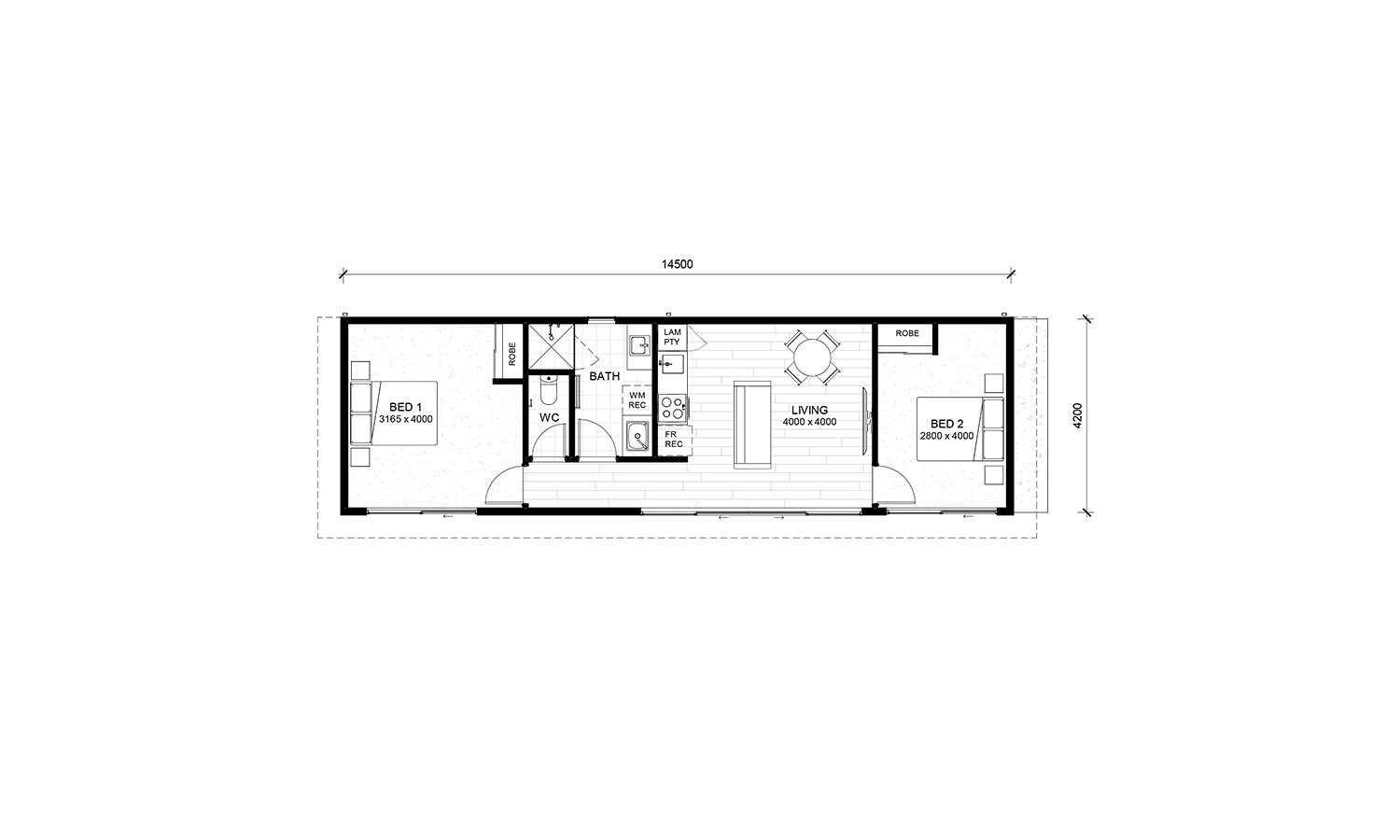 The Escape - Modular Home Design Granny Flat Floor Plan