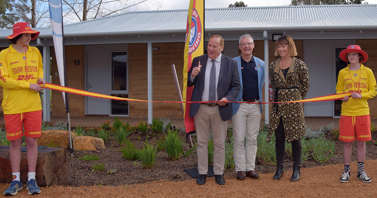 A ribbon cutting with the Minister and Surf Life Saving WA President