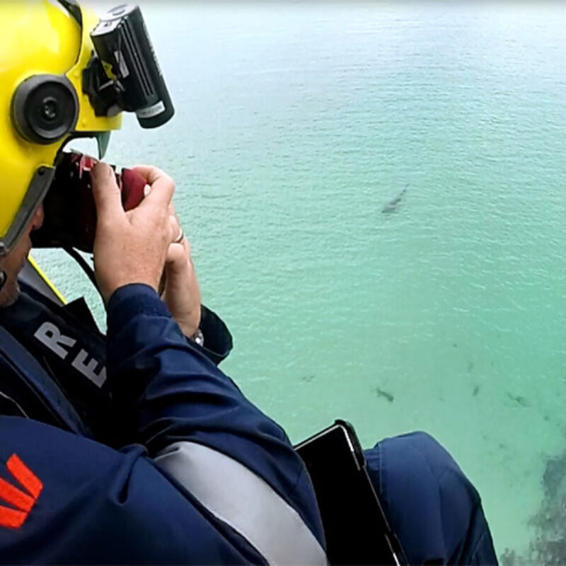 A drone operator monitoring the water during a beach patrol