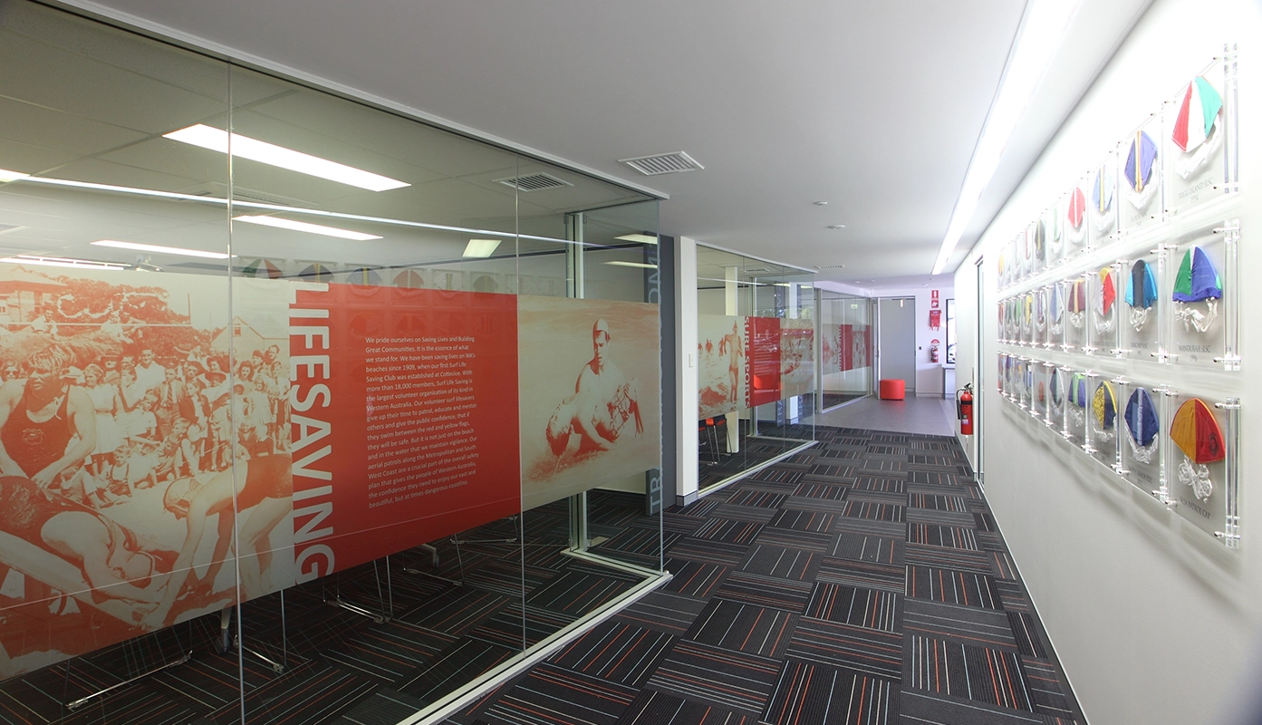 A corridor inside the Surf Life Saving WA building