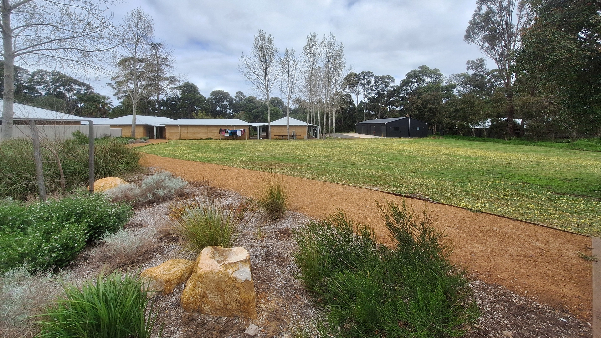 Lawn and native gardens at the South West Recreational Camp