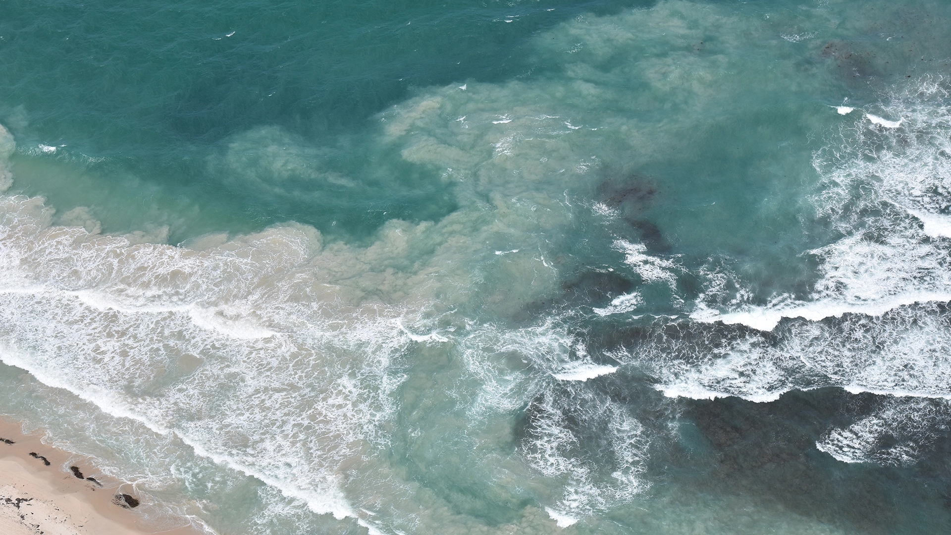Aerial view of a rip current at Trigg Beach