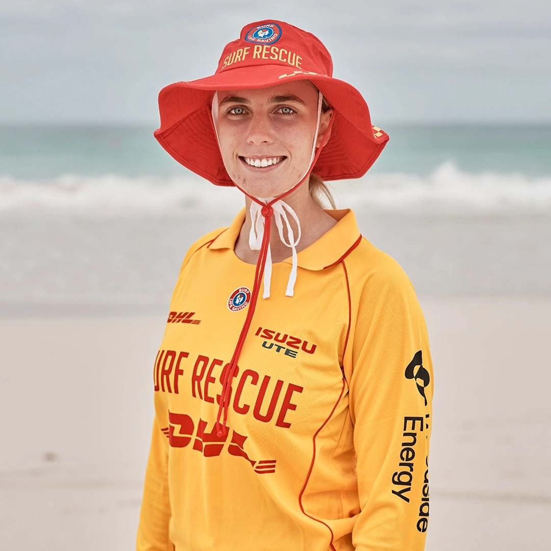 Portrait of a surf lifesaver in patrol uniform and cap