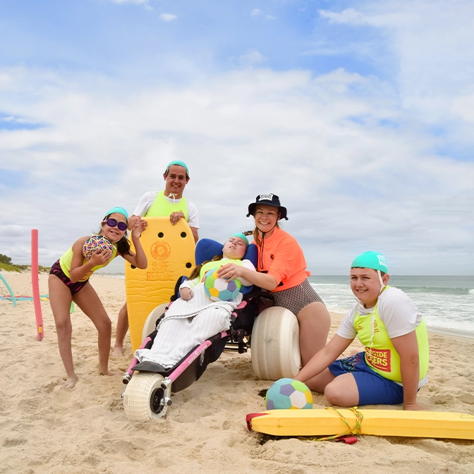 An all-abilities beach session with a beach wheelchair