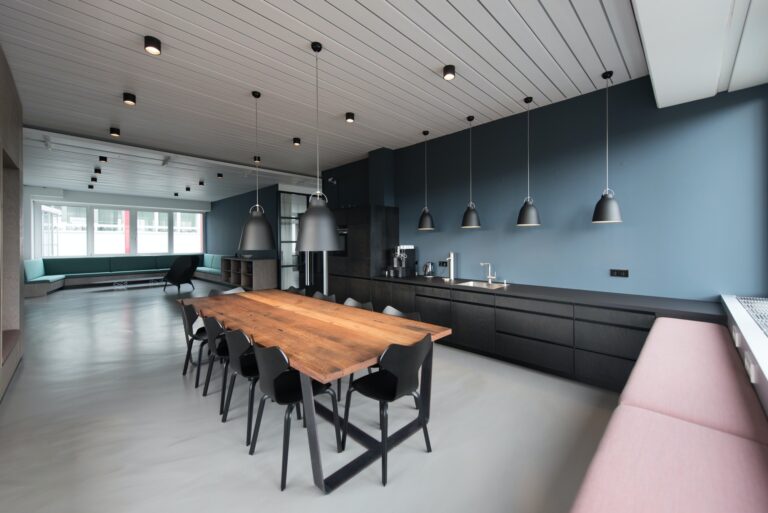 fibre cement board used in office kitchen as partition wall