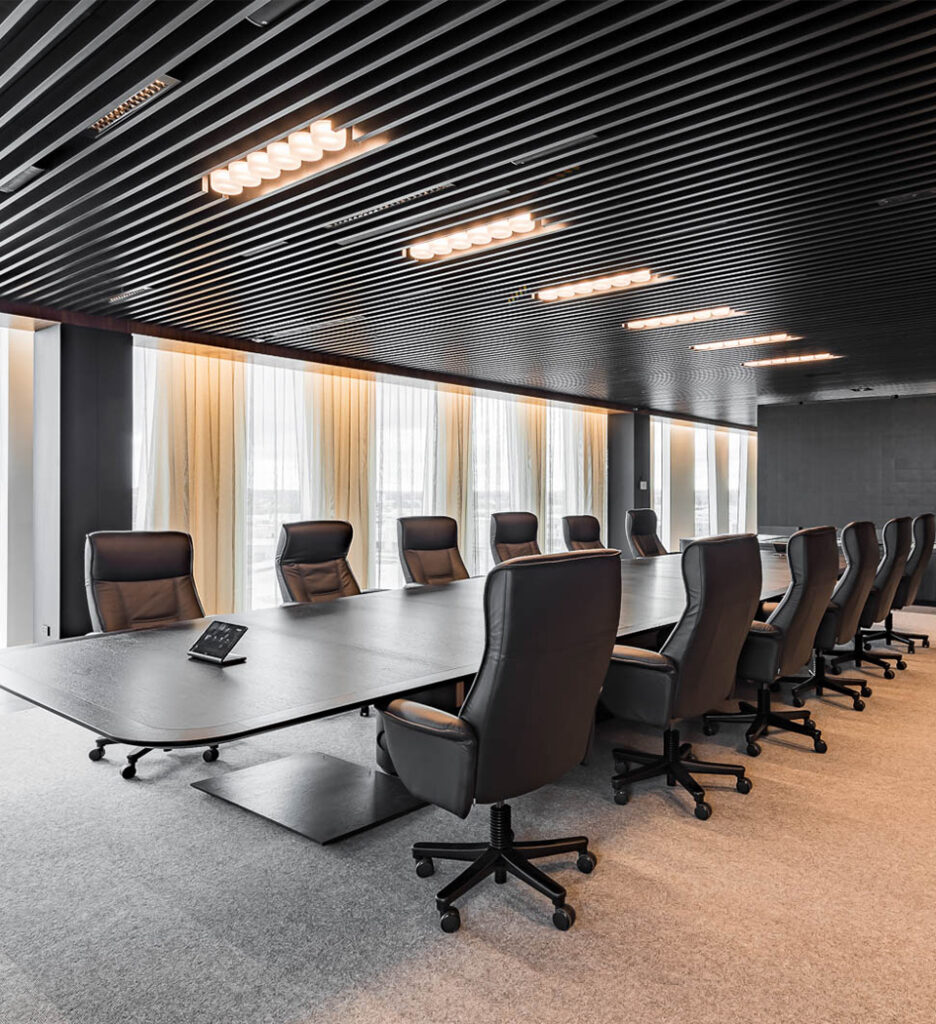 Metal ceiling design for board room