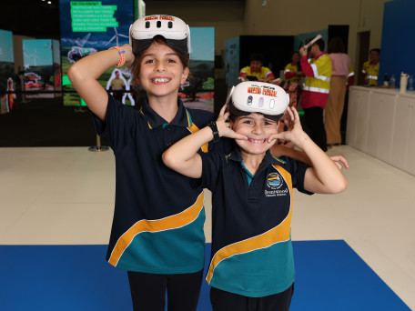 The Resources Technology Showcase event has been held at the Perth Convention Exhibition Centre in Perth. Pictured are siblings Emma (10) and Thomas Berazategui (7) at the event