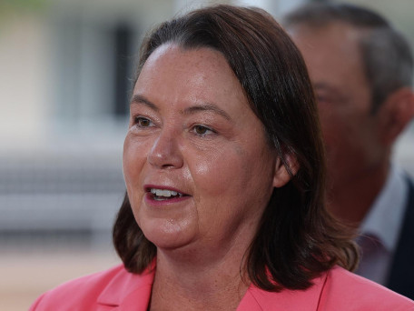 WA Premier Roger Cook and Brand Labor candidate Madeleine King have voted at Wellard Primary School. PIctured is Ms King