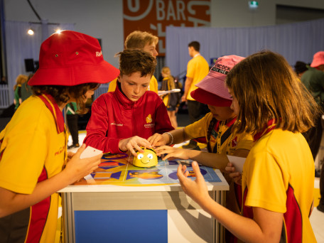 Manning Pry doing a challenge at the Resources Technology Showcase at PCEC