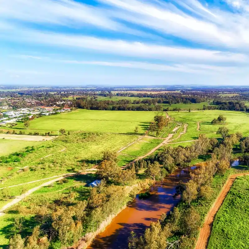 Birds eye view of the Dubbo River