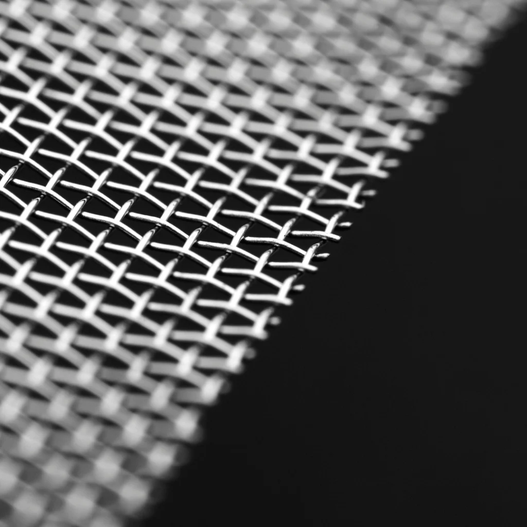 Close up of Termimesh stainless steel termite barrier mesh, manufactured with proprietary grade TMA725 stainless steel on a black background