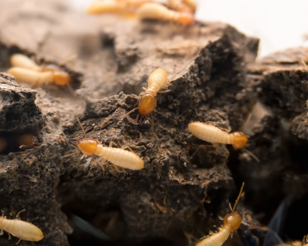 Multiple termites on a mud structure