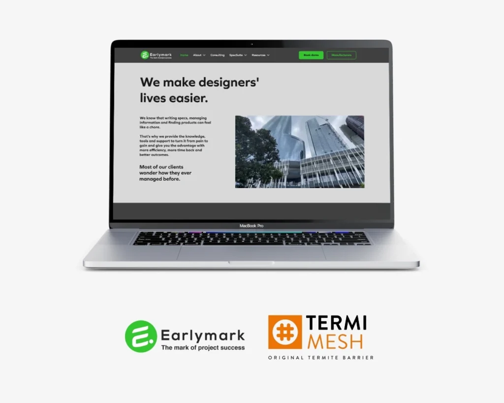 Graphic showing a laptop with the Earlymark platform on the screen