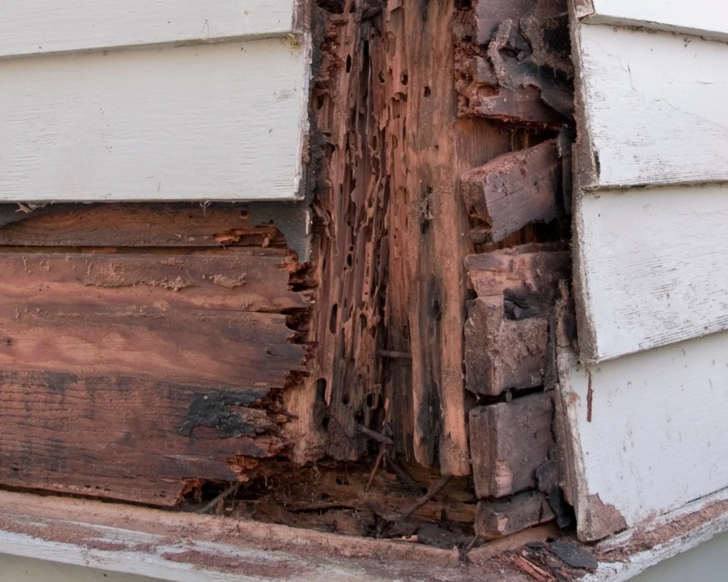 Damage caused to timber by wood rot