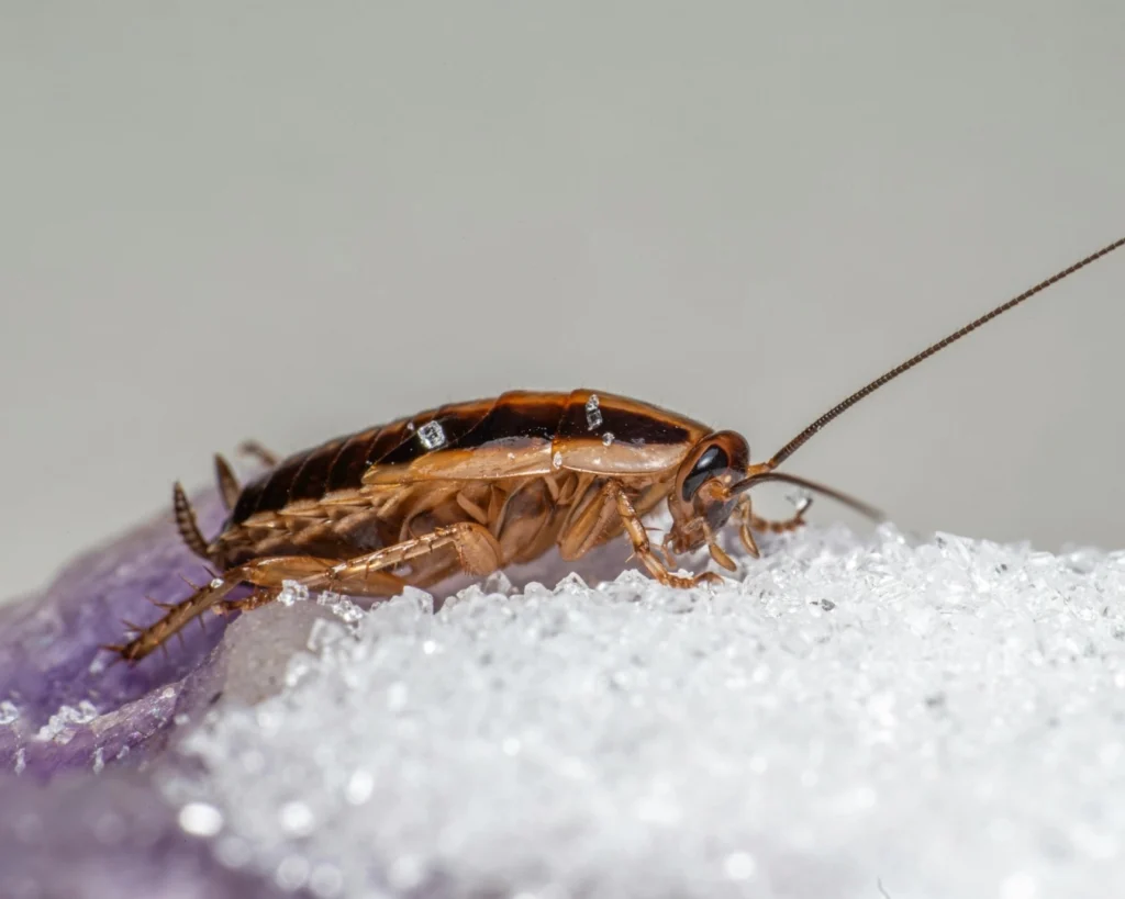 Cockroach feeding on sugar