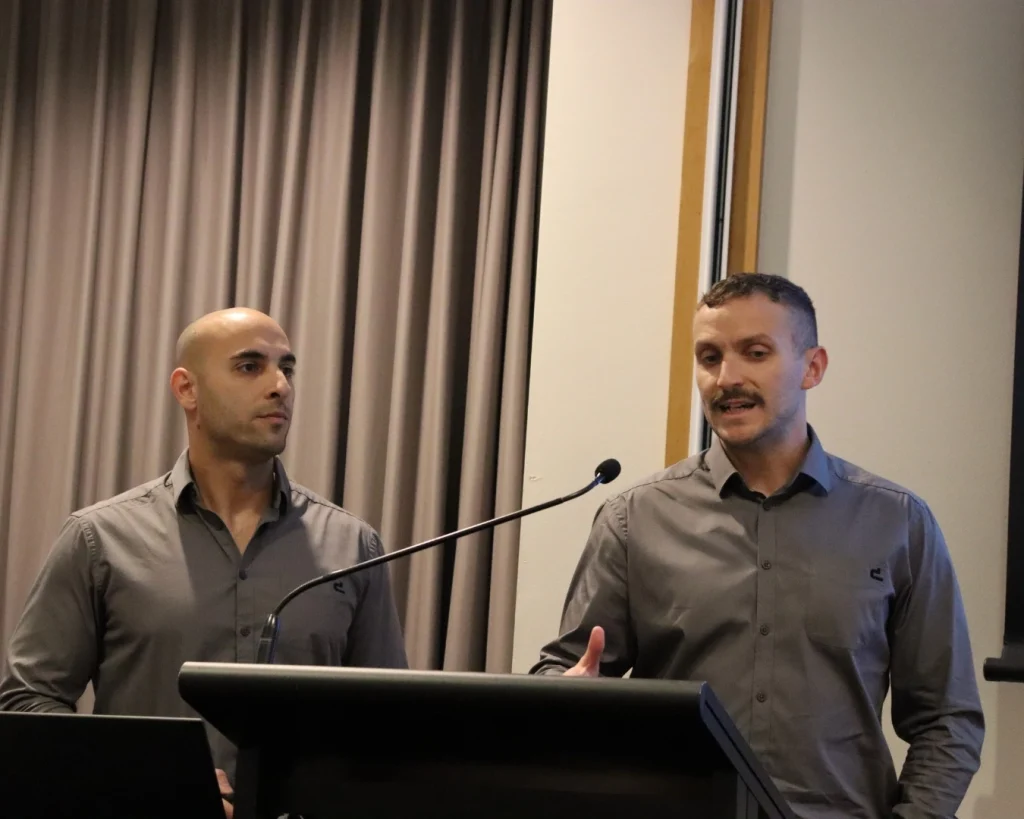 Chris Demetriou, General Manager and Alex Veal, Senior Account Manager at Demtech Australia Pty Ltd presenting at the 2026 Termi Home & Commercial national conference
