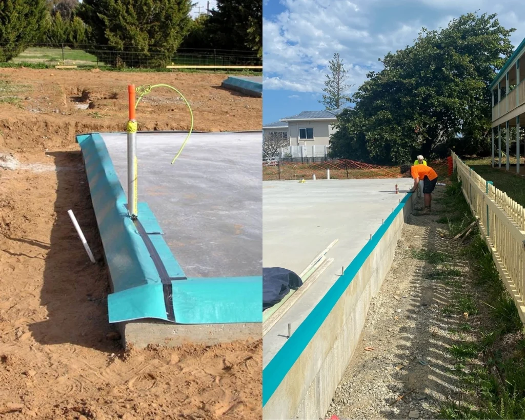 Smartfilm geotextile blankets installed around the perimeter of a residential ground slab